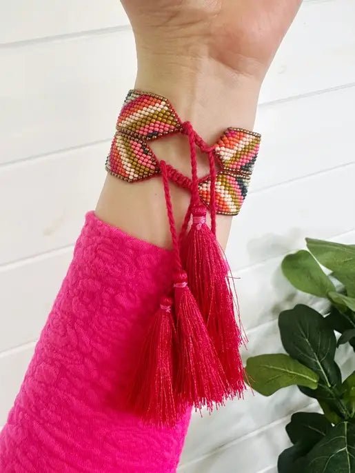 Tassel Friendship Bracelets | Bracelets with Tassels | Pink - Global Hues Market