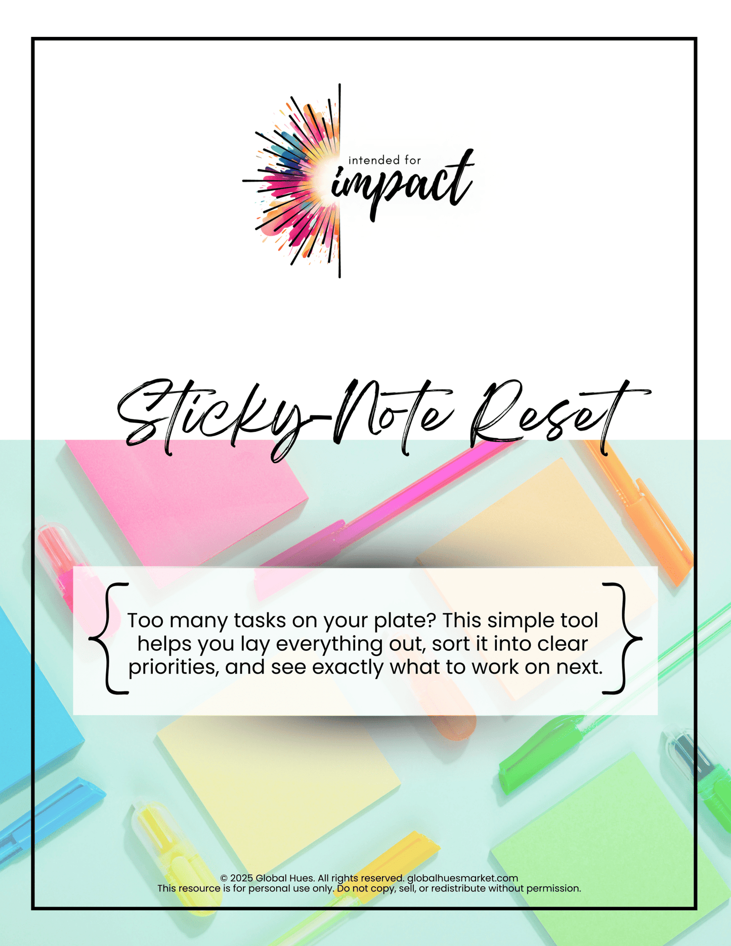 "The Sticky - Note Reset" A Simple Tool for Clarity (PDF Download) - Global Hues Market