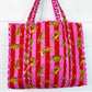 Tote Bags Quilted | Large Travel Tote | Pink Red Tiger Print - Global Hues Market