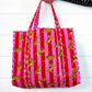 Tote Bags Quilted | Large Travel Tote | Pink Red Tiger Print - Global Hues Market