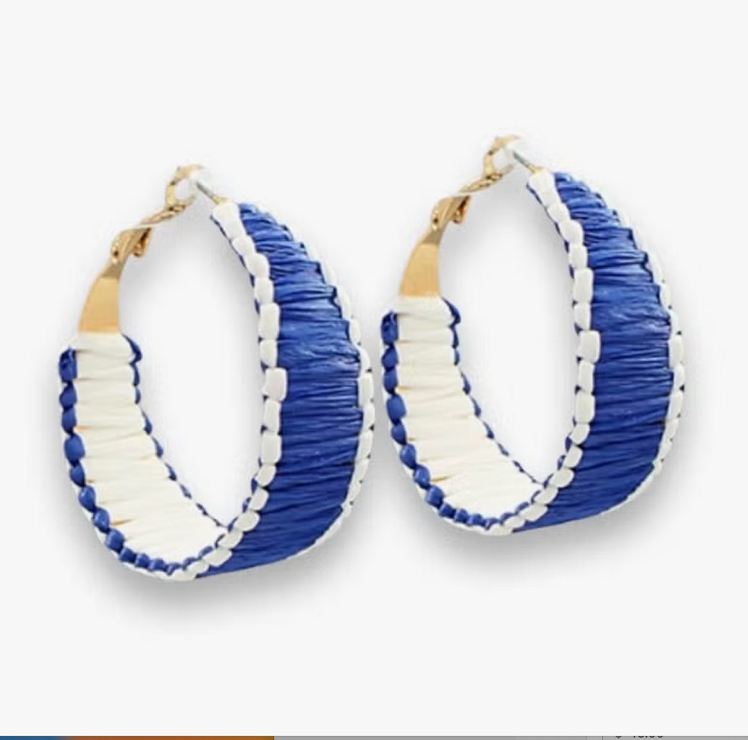 Blue & White Woven Hoop Earrings - Global Hues Market