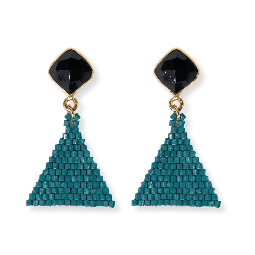 Celia Small Triangle Drop Post Earrings {teal} - Global Hues Market