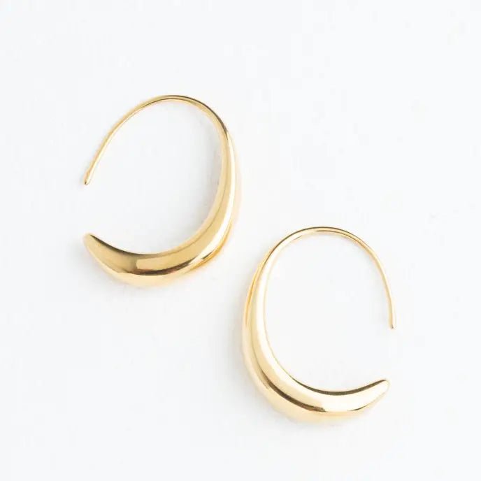 Crescent Moon Thread Drop Earrings {gold} - Global Hues Market