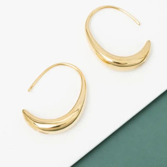 Crescent Moon Thread Drop Earrings {gold} - Global Hues Market