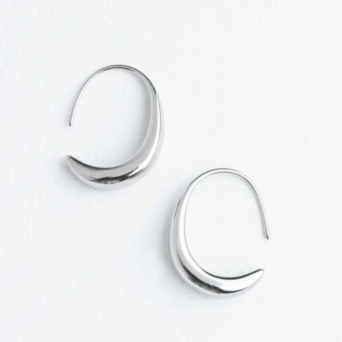 Crescent Moon Thread Drop Earrings {silver} - Global Hues Market