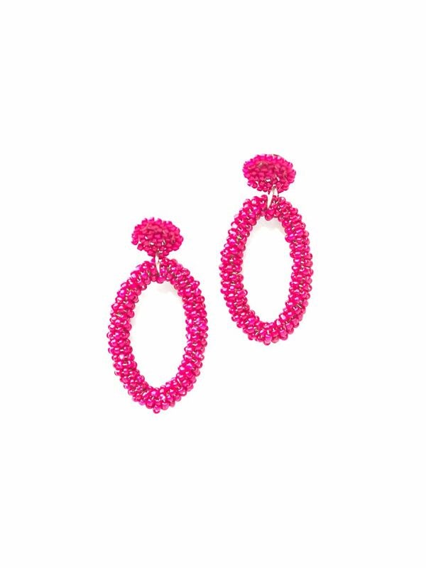 Fiesta Beaded Loop Earrings {berry} - Global Hues Market