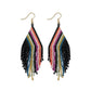 Haley Falling Lines Beaded Fringe Earrings {rainbow + black} - Global Hues Market