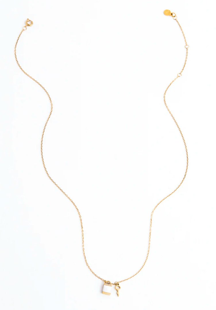 Lock and Key Mother of Pearl Necklace - Global Hues Market