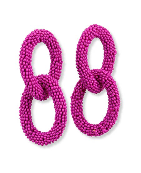 Magenta Beaded Link Earrings - Global Hues Market
