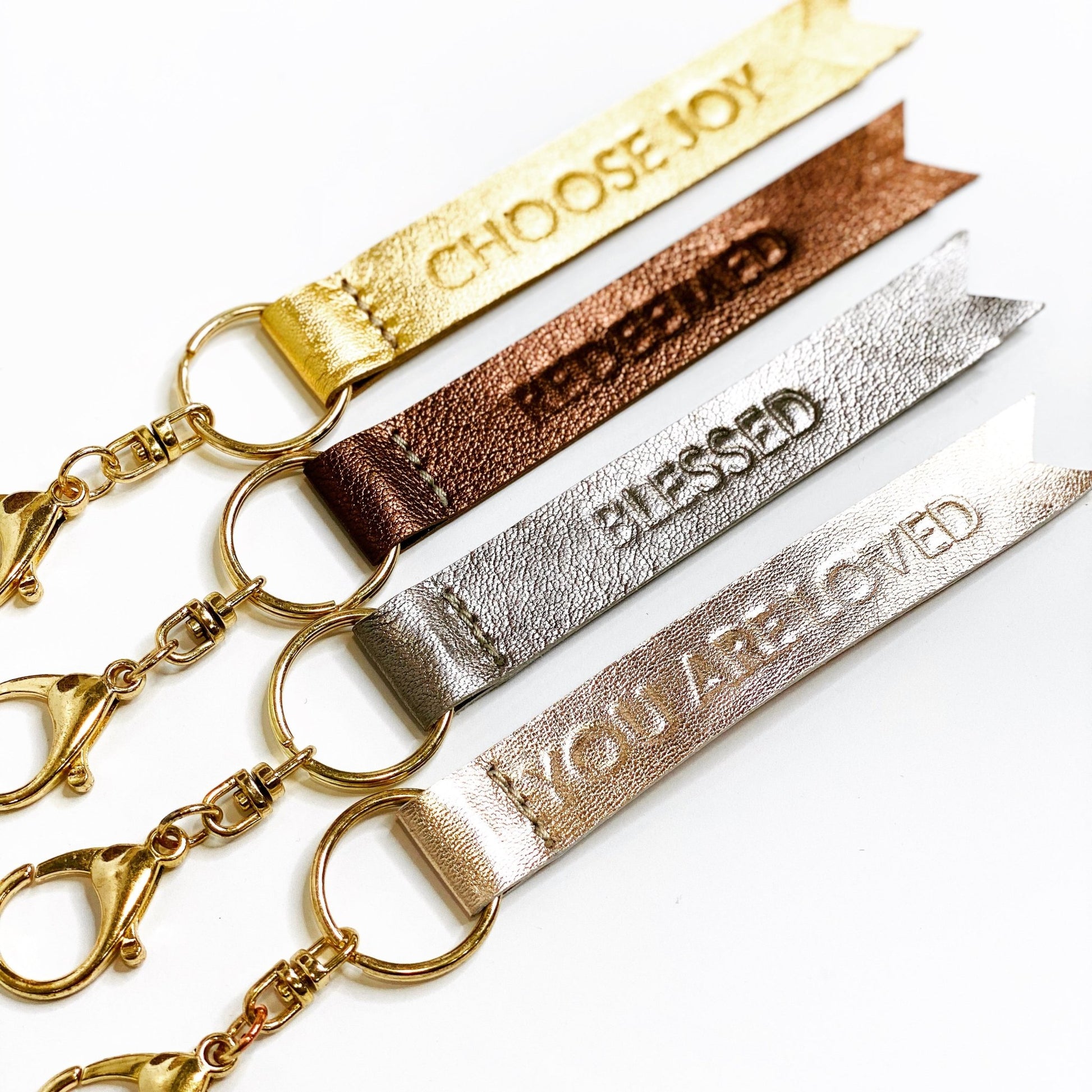 Metallic Leather Keychain {Blessed} - Global Hues Market
