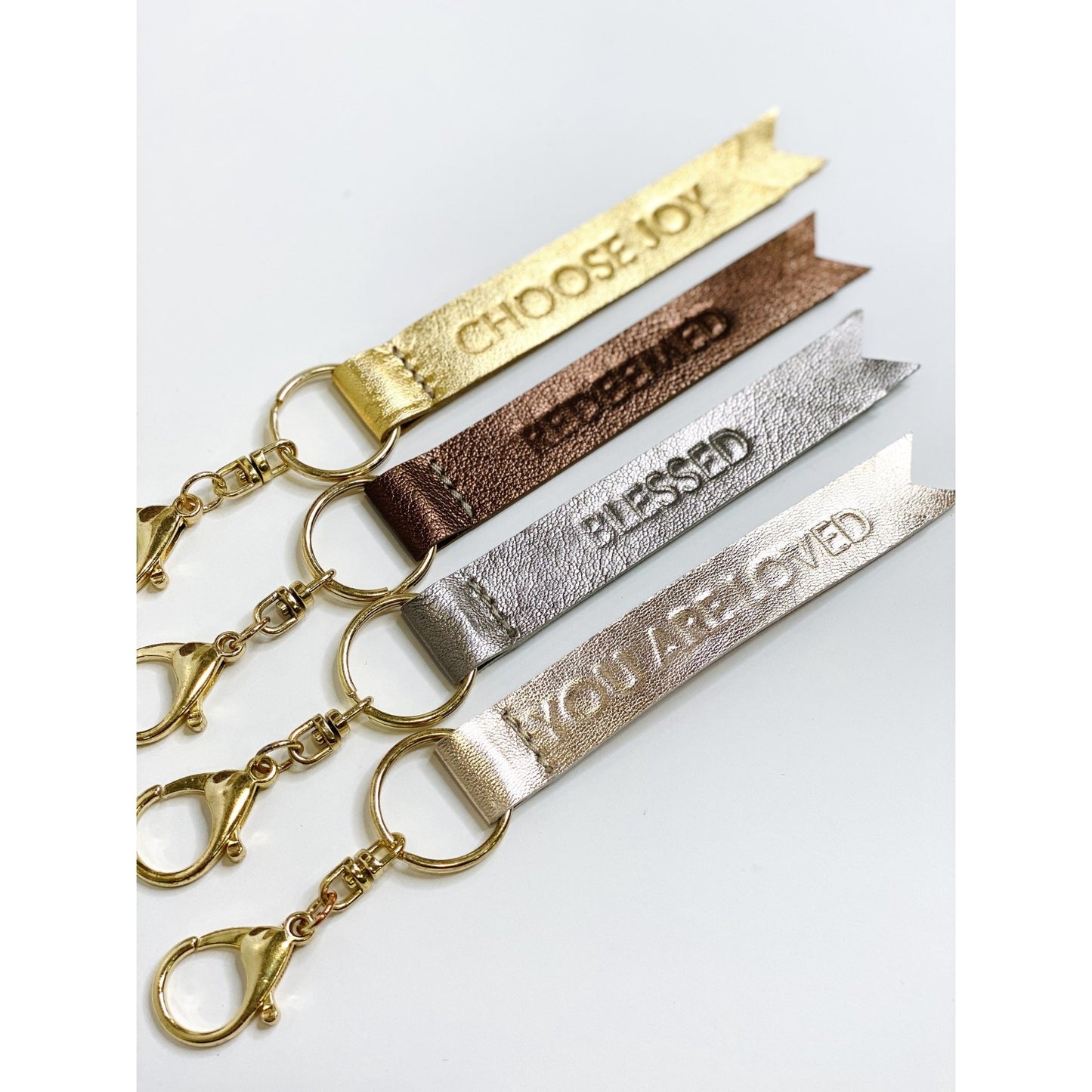 Metallic Leather Keychain {You are Loved} - Global Hues Market