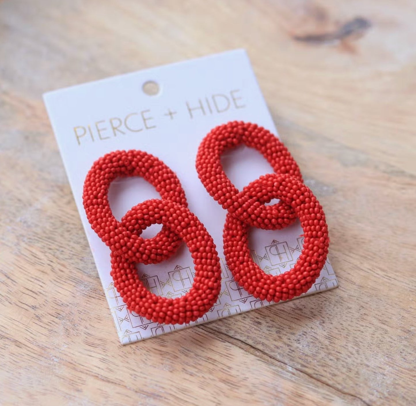 Red Beaded Link Earrings - Global Hues Market
