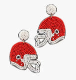 Red & White Beaded Helmet Earring - Global Hues Market