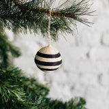 Striped Woven Ball Ornament {black} - Global Hues Market