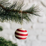 Striped Woven Ball Ornament {red} - Global Hues Market