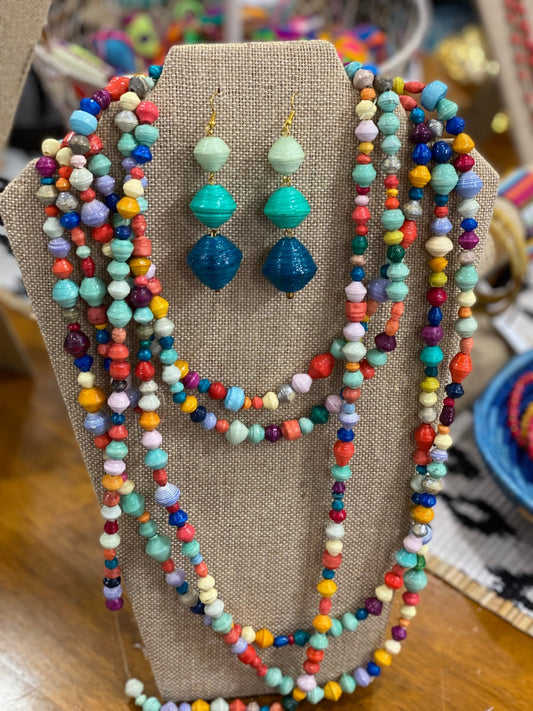 Three Beads Paper Earrings - Global Hues Market