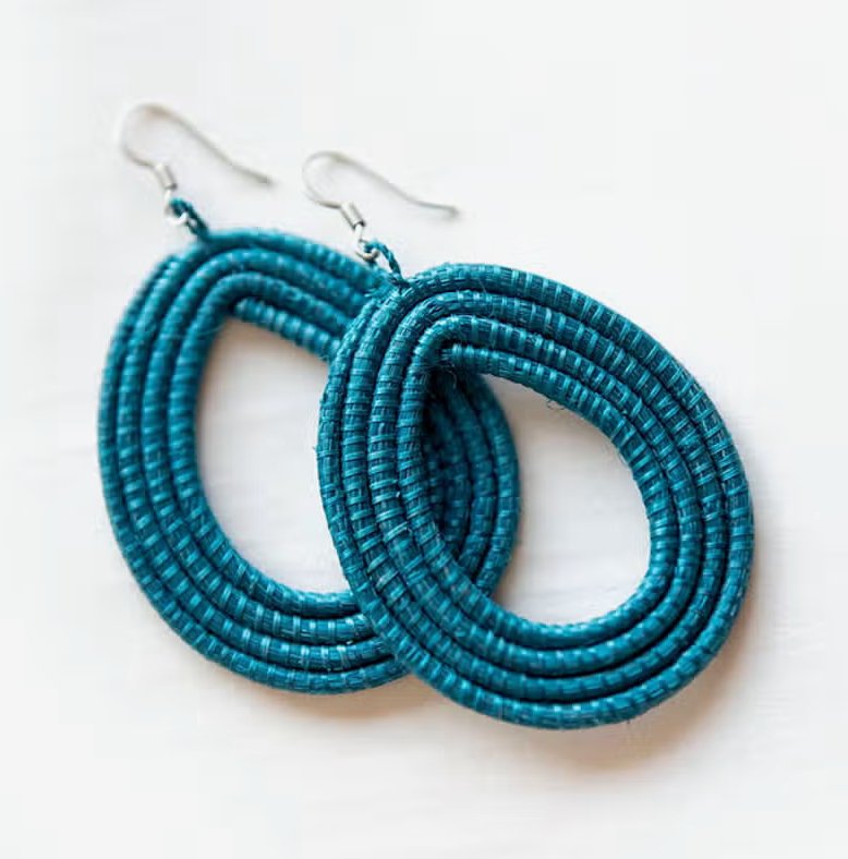 Woven Teardrop Earrings {blue} - Global Hues Market